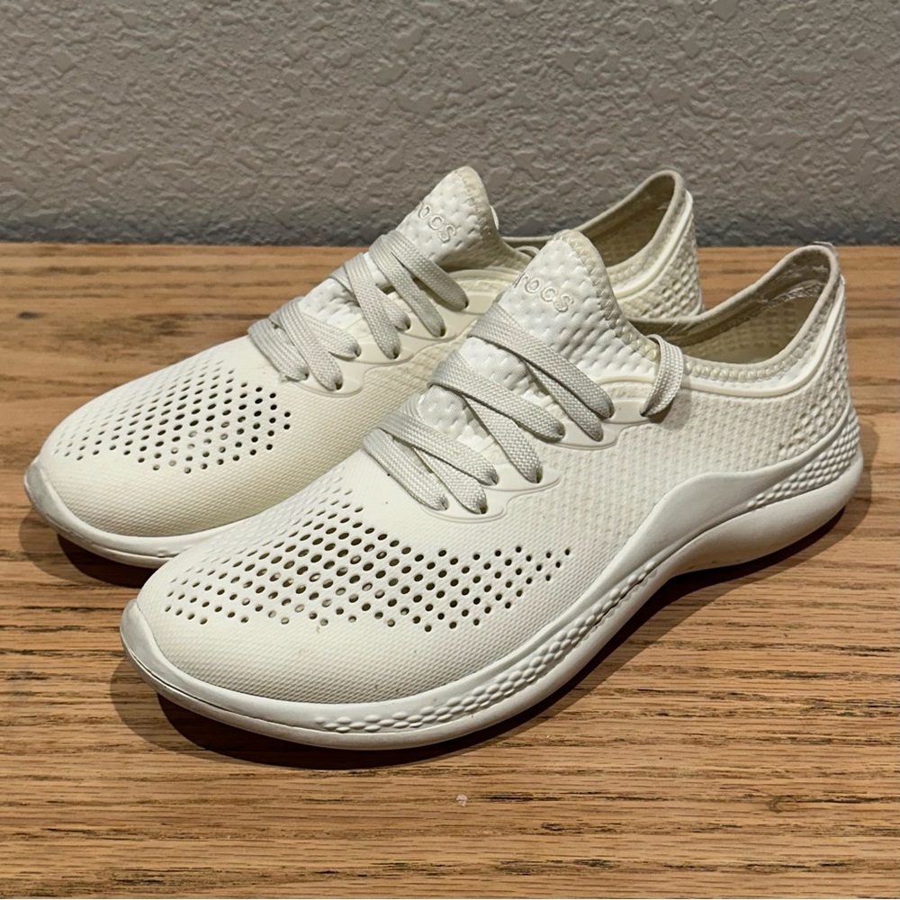 CROCS LiteRide Pacer Women's Lace Up Sneakers‎ Size 9 White - Picture 4 of 10